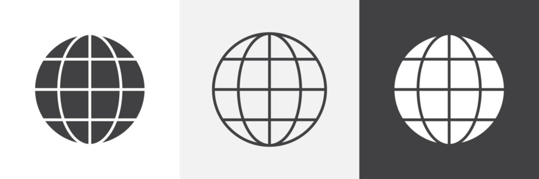 Globe icon flat outline in black