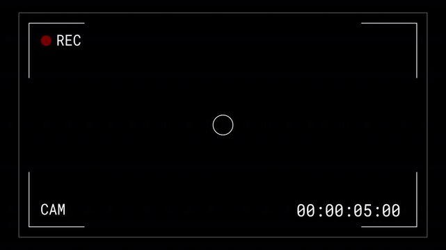 Video camera viewfinder overlay template with a transparent background and alpha channel, 4K video resolution.
