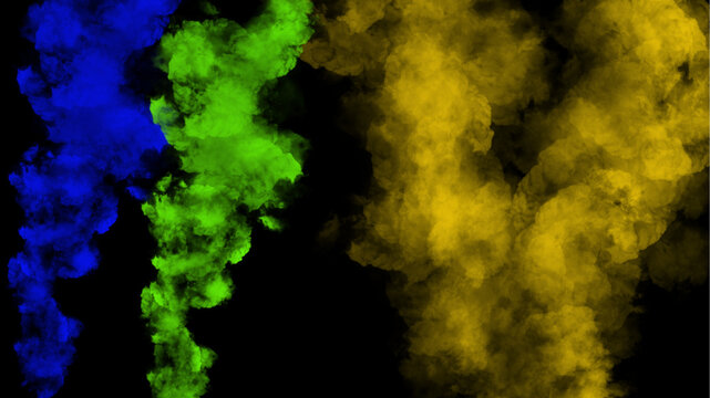 Green yellow and blue smoke cloud background