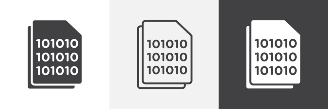 File Binary icon flat outline in black