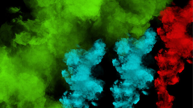 Green blue  and red smoke background