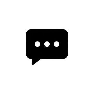 Black speech bubble icon with three dots representing typing or messaging.
