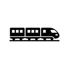 Black train icon on transparent background used for public transportation, travel, or railway symbols. © MD