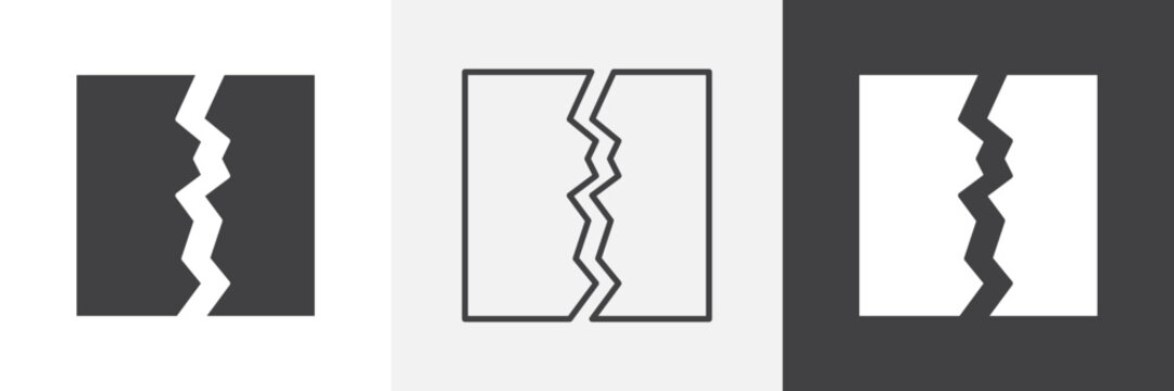 Crack icon flat outline in black