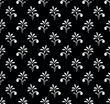 Flower geometric pattern. Seamless vector background. White and black ornament.