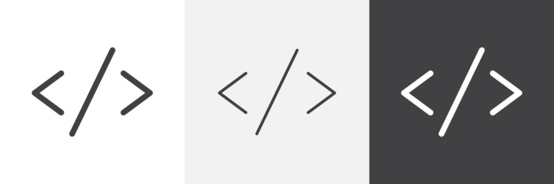 Code icon flat outline in black