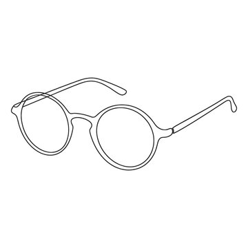 Continuous line drawing of round spectacles eyeglasses minimalist eyewear vector illustration