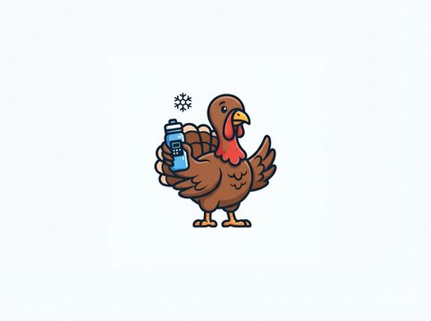 A turkey carrying drinks.