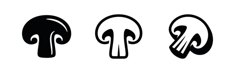 Mushroom slice and fungi black icons © Lili