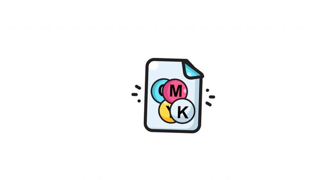 Cyan magenta yellow black color document icon suitable for graphic design professionals, printers, color experts, and visual communication projects.