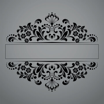 Vintage black and gray element. Graphic vector design. Damask graphic ornament