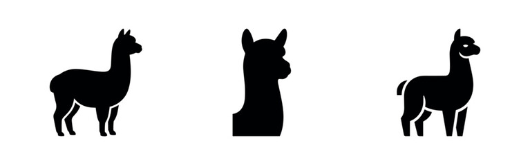 Alpaca animal silhouette vector set. © Lili