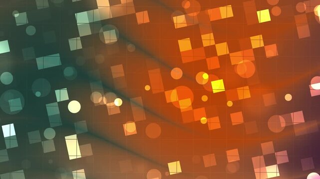 motion abstract geometric digital background pattern orange teal squares circles light glow art