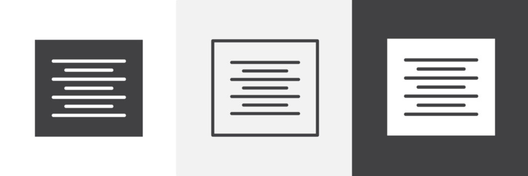 Align center icon flat outline in black