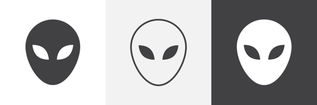 Alien icon flat outline in black
