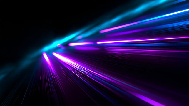 Abstract Neon Speed Light Trails in Motion