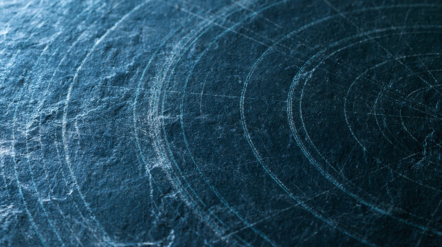Abstract Geometric Concentric Circles Etched on Slate Stone Surface