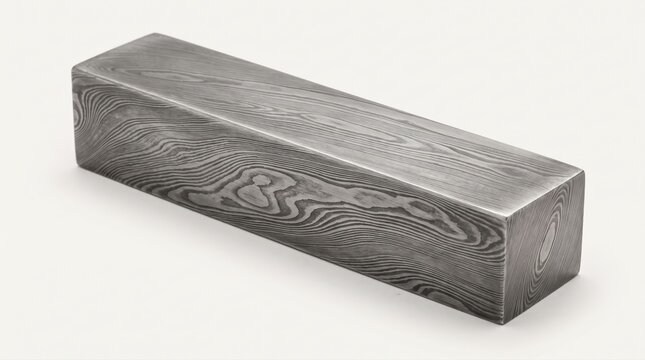Close-up of Damascus steel billet with intricate pattern on surface
