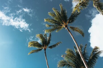 palm trees against blue sky © Roshad