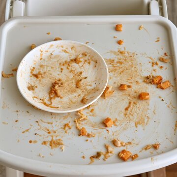 Messy Toddler Food Tray After Mealtime