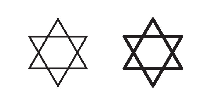 Star of David icon flat outline in black