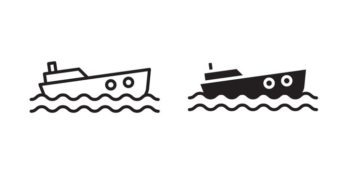 Sinking ship icon flat outline in black
