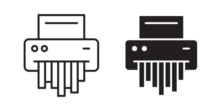 Paper shredder icon flat outline in black
