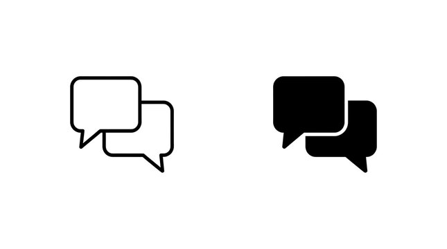 Chat bubble icons, speech message symbols isolated on transparent background