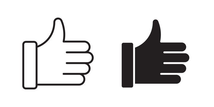 Like button icon flat outline in black
