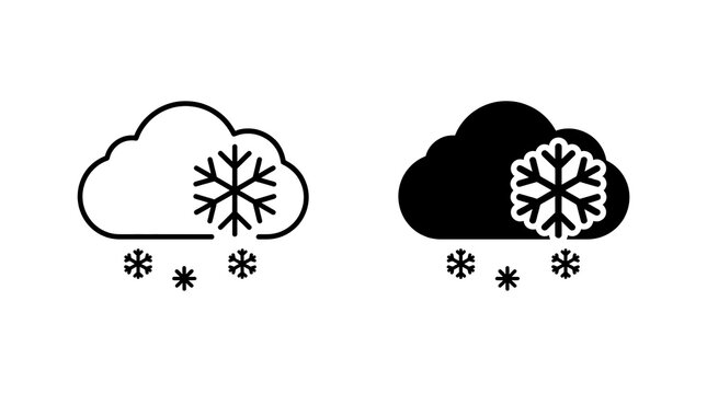 Snowy weather cloud icons isolated on transparent background