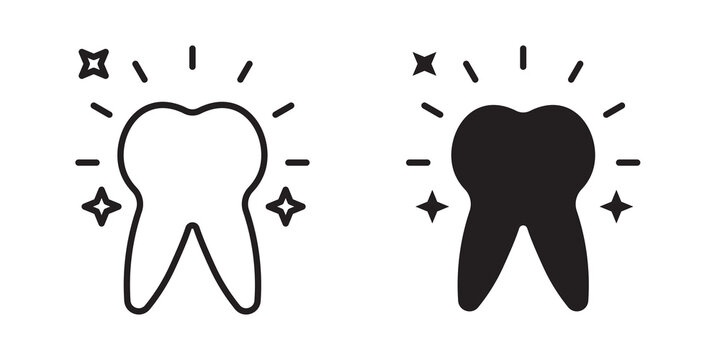 Clean teeth icon flat outline in black