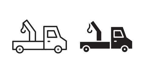 Fototapeta premium Car crane icon flat outline in black