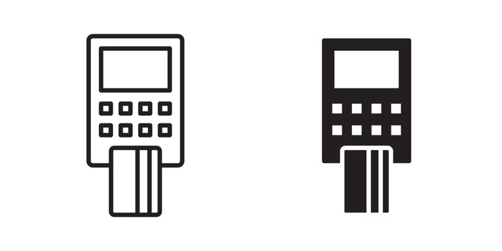 Card machine icon flat outline in black
