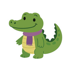 Obraz premium Cute Alligator Wearing a Scarf