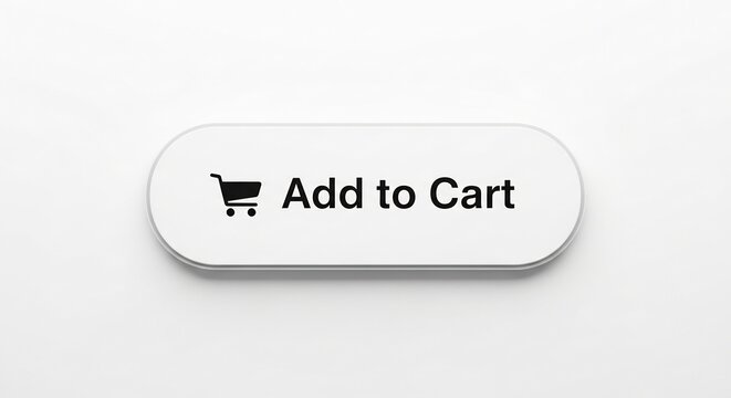 Add to Cart Button: A clear and simple oval button with the text Add to Cart and a shopping cart icon, representing e-commerce functionality and online shopping.
