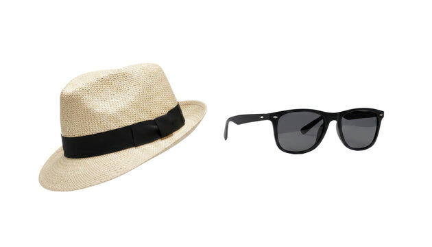 Summer Straw Fedora Hat and Classic Black Sunglasses