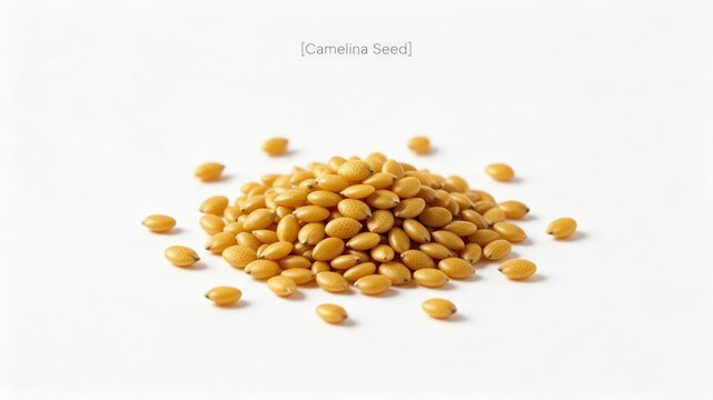 Close Up of Camelina Seeds in a Pile on White Background