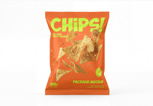 Chips Bag Mockup on White Background