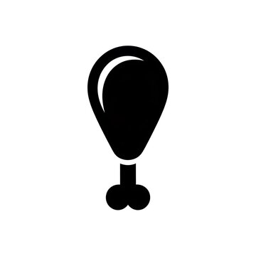 Black chicken leg icon for food menu design