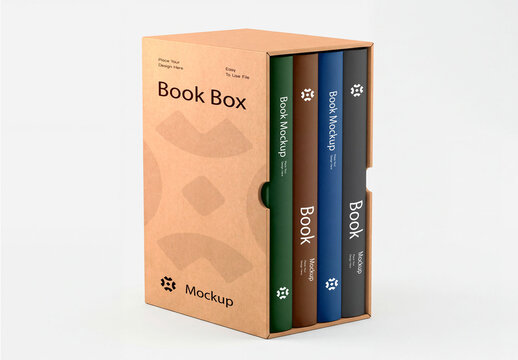 Standing Book Slipcase Case Cover Mockup