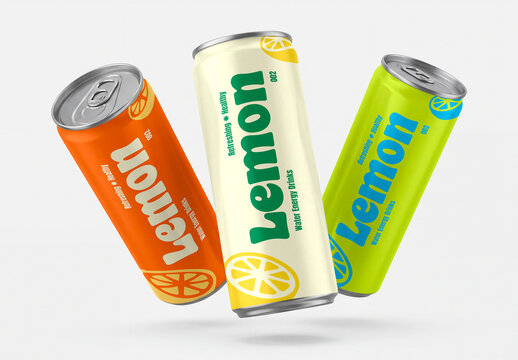 Floating Aluminum Soda Can Mockup