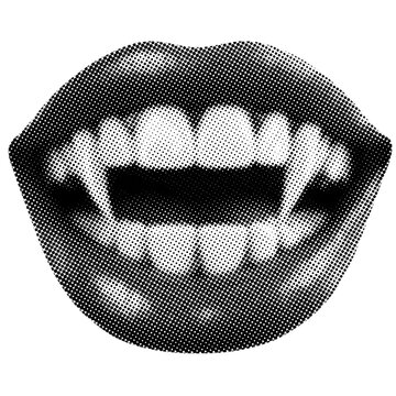 Trendy grunge texture mouth set with a retro halftone grain effect. Dotted photocopy texture. 