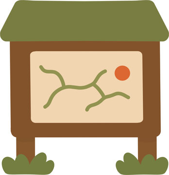 등산 코스가 그려진 지적 안내판 일러스트