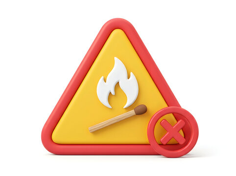 Warning sign with fire and match icon