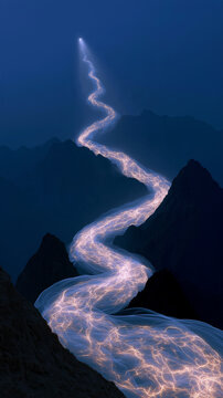 Mid-Autumn moon silk longing concept, moonlight materialized into silk ribbon through mountain silhouettes, oracle bone golden longing symbols sealed, thousand-mile light bridge, poetic oriental cultu