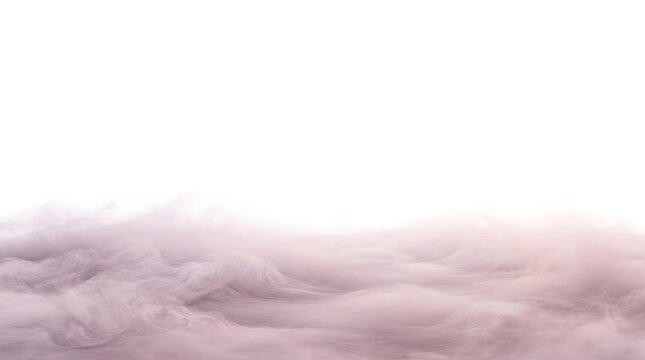 Blush pink smoke drifts and rolls delicately across the frame forming a soft dreamy cloud saved as a PNG with isolated transparent background