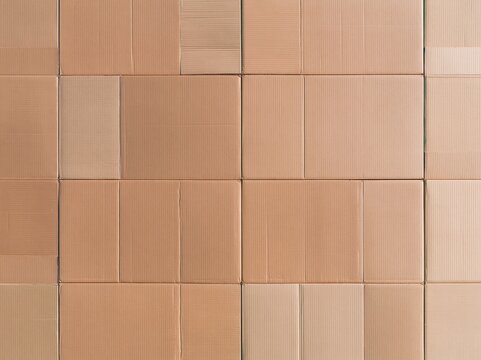 Blank kraft corrugated cartons in a repeating grid, featuring textured fiber edges and a matte finish for packaging mockups and backgrounds