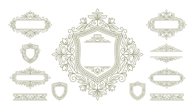 Ornate Emblem Frames and Crests - Vector Decorative Elements