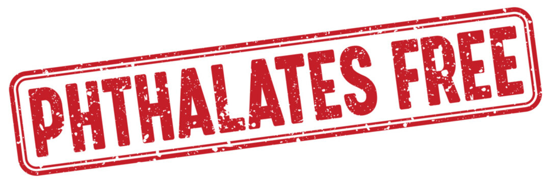phthalates free red grunge stamp with no background. phthalates free stamp