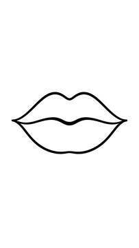Minimalist black and white line art illustration of human lips with body part minimalist cosmetics illustration monochrome stylized aesthetic abstract creative